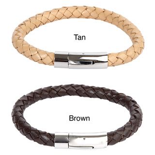 Crucible Leather and Stainless Steel Braided Bracelet West Coast Jewelry Men's Bracelets