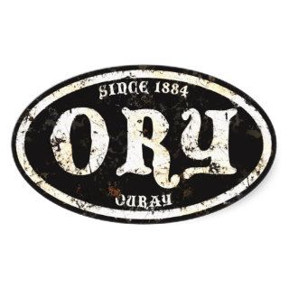Ouray Black Grunge Rust Oval Stickers