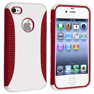 Red TPU/ White Hard Hybrid Case for Apple iPhone 4/ 4S Eforcity Cases & Holders