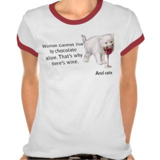 Chocolate Wine and Cats Facts of Life T Shirt