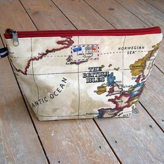 world map cosmetic toiletry wash bag by lovely jubbly