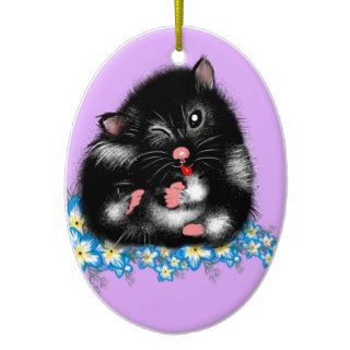 Funny black white Syrian Hamster accessories Ornament