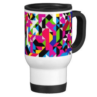 Abstract Geometric Red Pink Blue Colorful Pattern Mug