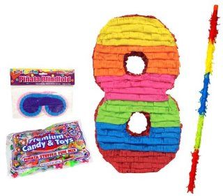 Number 8 Pinata Kit Including Pinata, 2lb Filler, Buster Stick and Blindfold Toys & Games