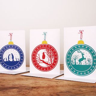 pack of bauble christmas cards by sarah dennis design