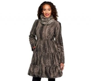 G.I.L.I. by Dennis Basso Tiered Textured Faux Fur Coat —