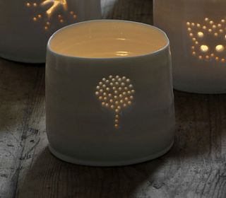 porcelain topiary tealight by luna lighting