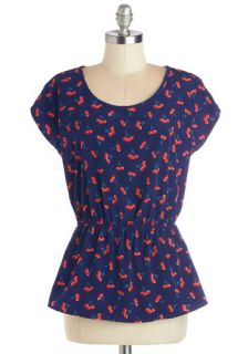 Working for the Weekdays Top in Cherries  Mod Retro Vintage Short Sleeve Shirts