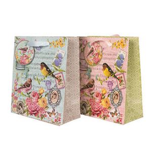 set of two vintage bird gift bags by dibor