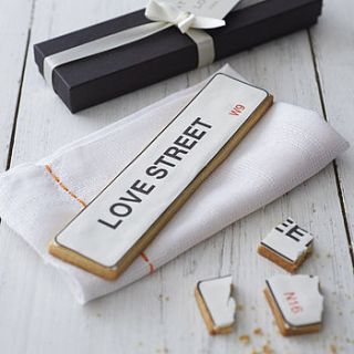 personalised street sign biscuit by eat my cake london