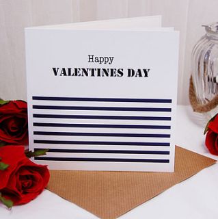 nautical stripe personalised valentines card by made with love designs ltd