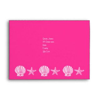 Pink beach theme starfish shell envelopes