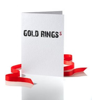 pack of four five gold rings christmas cards by betsy benn