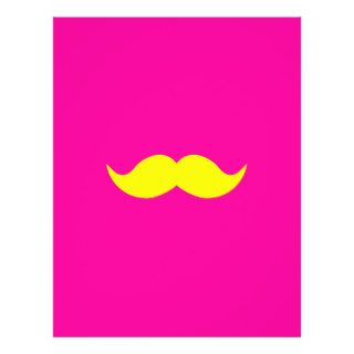 Bright Neon Funny Yellow Mustache Girly Neon Pink Custom Flyer