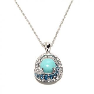Victoria Wieck Turquoise and Multigemstone "Swirl" Pendant with 17" Chain