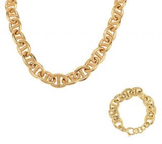 Veronese 18K Clad Bold Status Rolo Link Bracelet or Necklace 