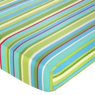 Sweet JoJo Designs Turquoise and Lime Layla Stripe Fitted Crib Sheet Sweet Jojo Designs Baby Bed Sheets
