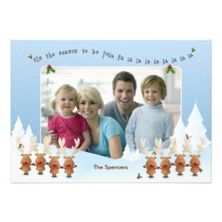 Singing Reindeer Christmas Photo Greeting Card Personalized Invitation