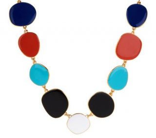 Kenneth Jay Lanes 28 Freeform Multi Color Enamel Necklace —