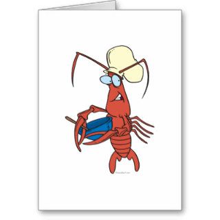 funny nervous lobster chef cooking greeting cards