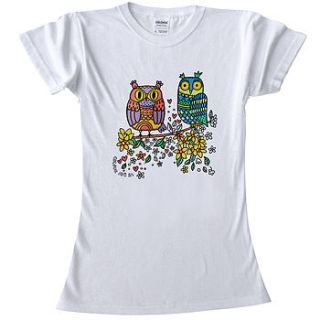 colour in teenage t shirt owl by pink pineapple