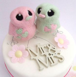 pastel bird wedding cake topper by feltmeupdesigns