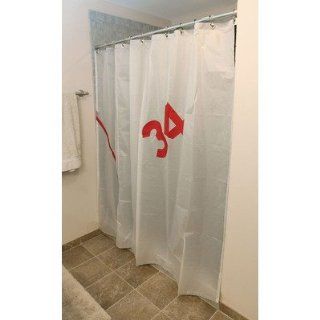 Spinnaker Shower Curtain in White Sailcloth with Red Number  