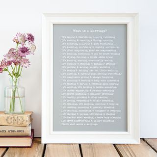 'what is a marriage?' framed poem print by bespoke verse