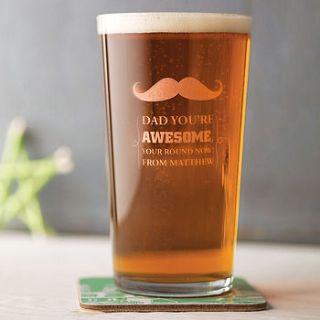 personalised etched pint glass by the letteroom