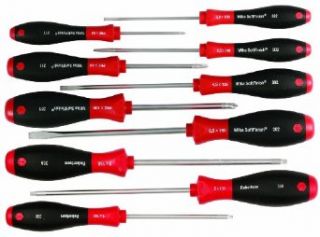 Wiha 30290 SoftFinish Grip ScrewDriver Set, Slotted 3.0 6.5, Phillips Number 0  2 and Square Number 1 3, 10 Piece Set    