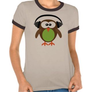 Cute Retro DJ Owl With Headphones Shirts