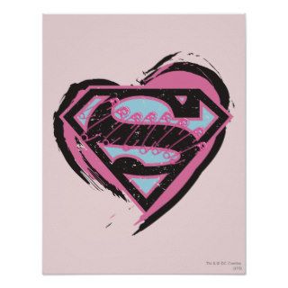 Supergirl Pink Logo in Heart Poster