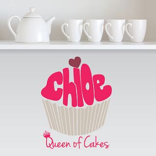 personalised cupcake wall sticker by name art