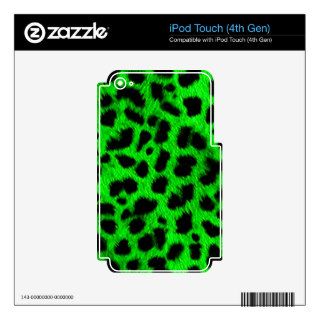 BRIGHT NEON GREEN LIME BLACK ANIMAL PRINT PATTERN iPod TOUCH 4G SKINS