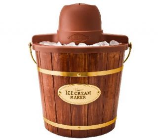 Nostalgia Electrics 4 Qt Wood Bucket Electric Ice Cream Maker —