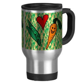 Peas Love Carrots, Cute Green and Orange Design Coffee Mug