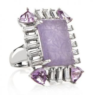 Jade of Yesteryear Lavender Jade, Amethyst and CZ Sterling Silver Ring