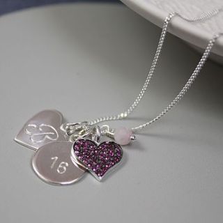 personalised necklace and crystal heart charm by claudette worters