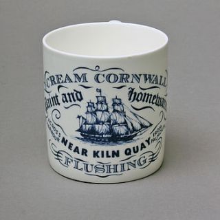 bone china kiln quay mug by cream cornwall