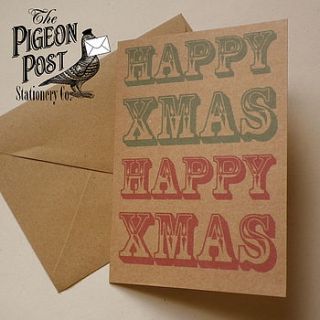 recycled happy xmas christmas card by glyn west design