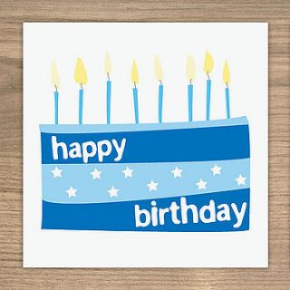 blue star birthday cake card by showler and showler