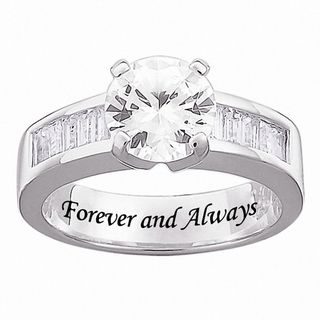 Sterling Silver Engraved Cubic Zirconia Wedding style Ring Cubic Zirconia Rings