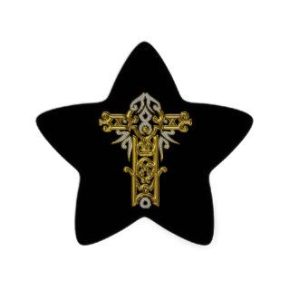 Christian Ornate Cross 24 Star Stickers