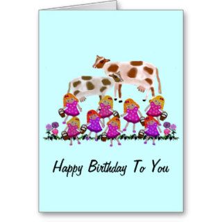 Milking Cows Children's Birthday Card