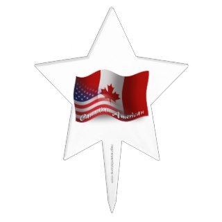 Canadian American Waving Flag Cake Topper