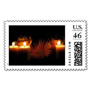 Pastel Pink Flowers With candles Stamp