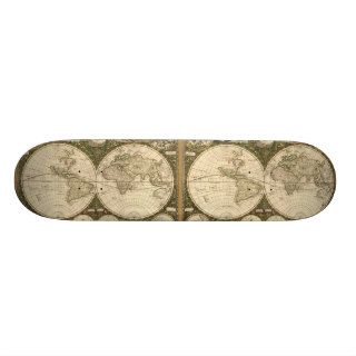 Antique 1660 World Map by Frederick de Wit Skateboard Decks