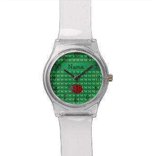 Personalized name ladybug green butterflies wrist watches