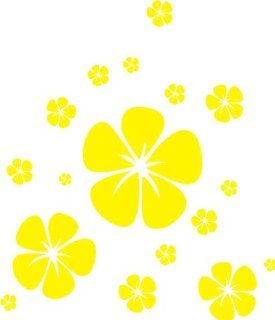WANDTATTOO gelb w191 Hibiskus, Retro Wandaufkleber in 3 Gren, 96x82 cm Küche & Haushalt