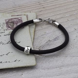 leather mojo engraved bead bracelet by scarlett jewellery